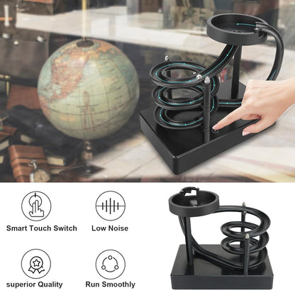 Kinetic Art Perpetual Motion Marble Machine for Home Office, Non-Stop Rolling Ball Toys Science Physics Gadget, Newtons Desktop Decoration Toys for Unisex Children Adult(Black)