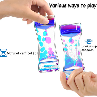 Liquid Motion Bubbler Timer Pack of 10 Great Desktop Colorful Hourglass Liquid Bubbler Small Calming Relaxing Toys Sensory Anxiety Autism ADHD Fidget Toys (10 Pack, Rainbow)