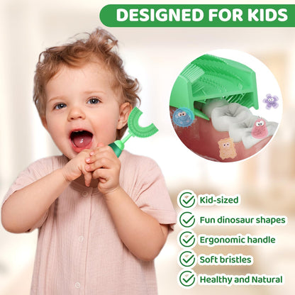 U-Shaped Toothbrush for Kids Ages 2-7， Soft Food-Grade Silicone for Sensitive Gums， 360° Teeth