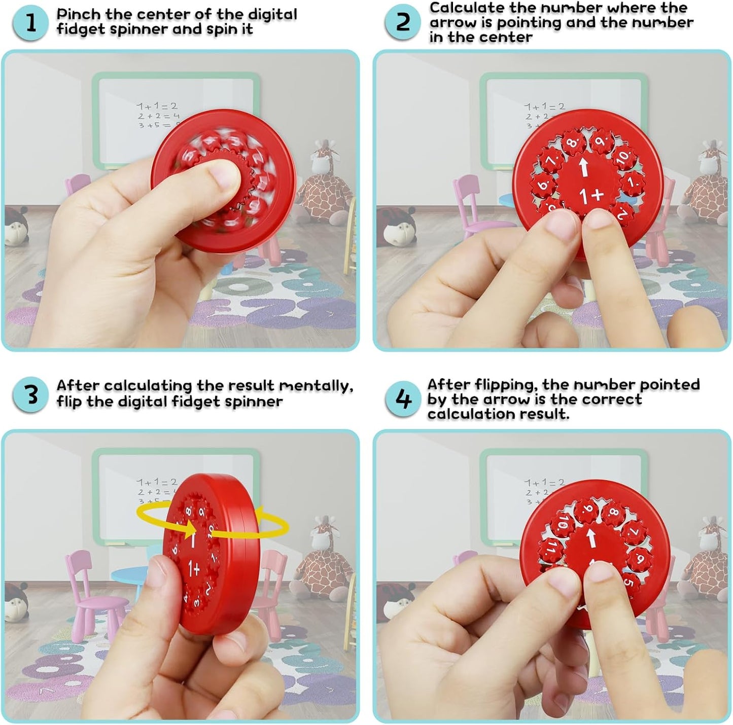 Math Facts Fidget Spinners,9 PCS Number Fidgets Spinner,Mini Quiet Fidget Toys,New Counting Fidgeters Game for Kids (Addition&Subtraction)
