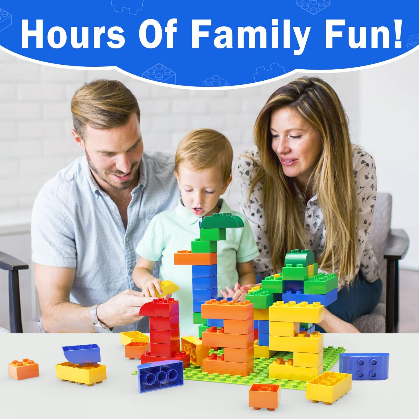 Big Building Blocks for Toddlers Kids Age 2-5, 150 PCS Set with Baseplate