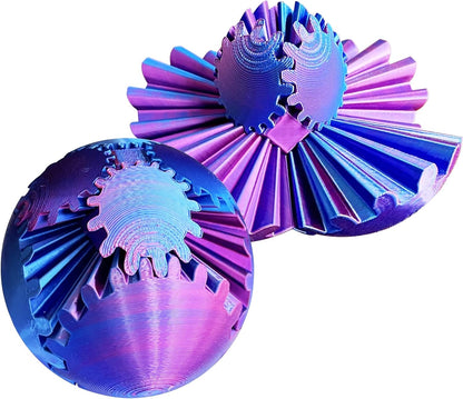 Gear Ball, Gear Sphere, 3D Printed Gear Ball Spin Ball or Cube Fidget Toy, Stress Ball, Fidget Ball, Gear Toy for Stress and Anxiety Relaxing (Color C)