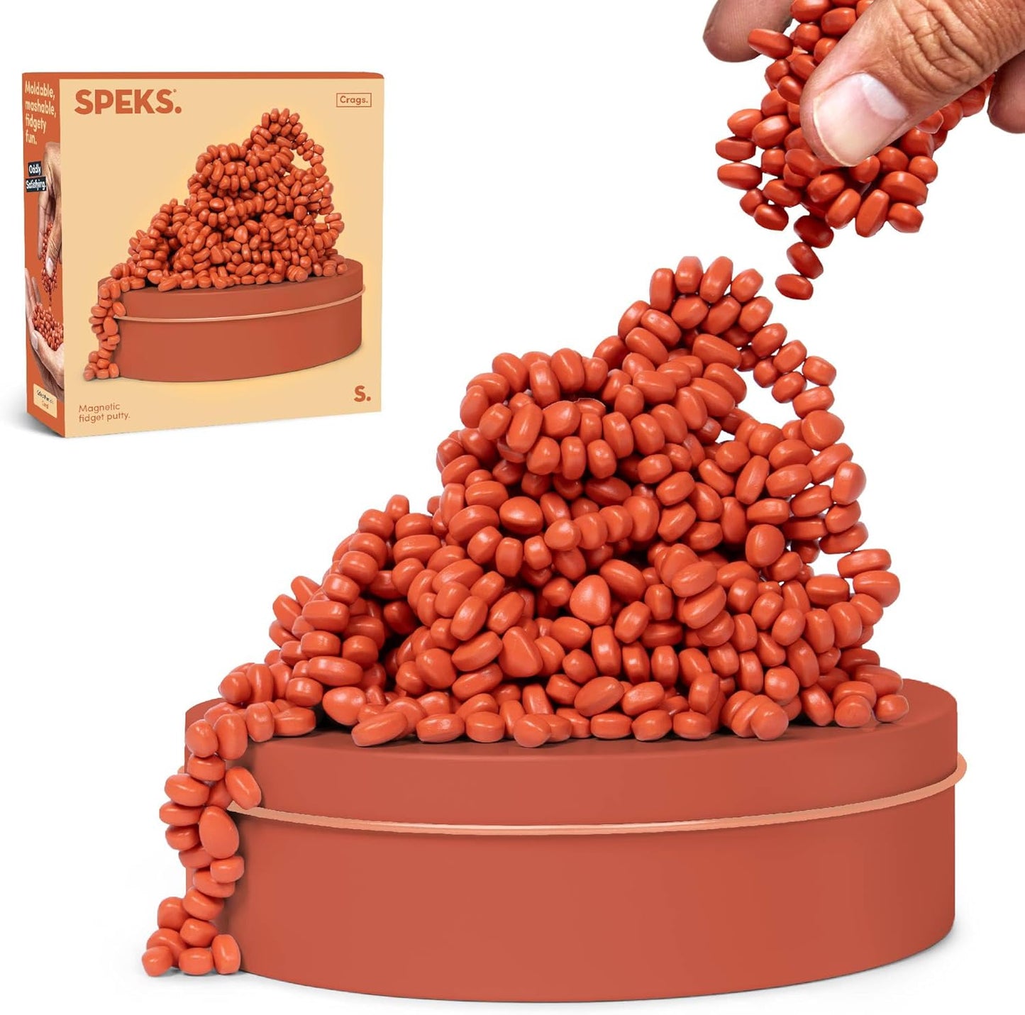 Speks Crags Ferrite Putty, Over 1,000 Ferrite Stones in a Metal Tin, Seriously Satisfying Fidget Toys for Adults and Desk Toys for Office, Matte Coral, Large
