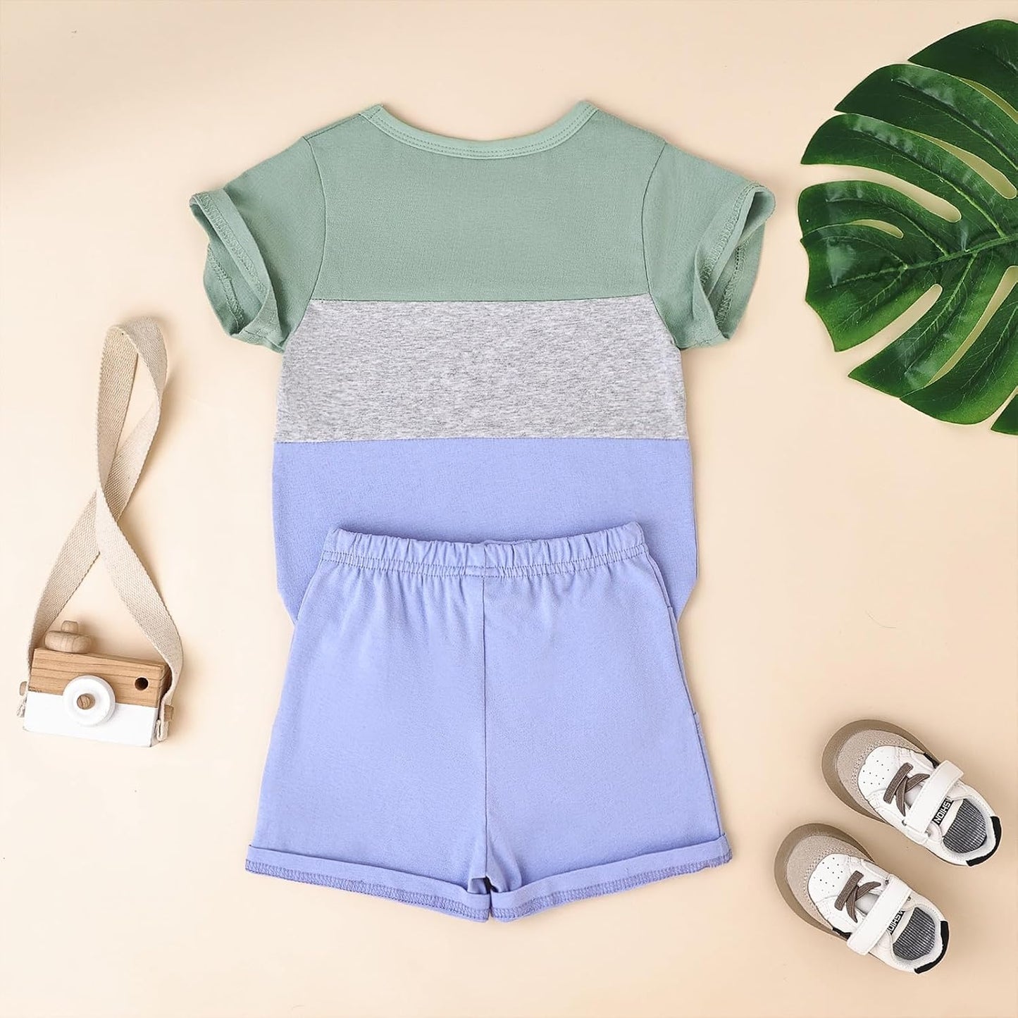 Baby Boy Clothes Toddler Boy Summer Outfits Short Sleeve Patchwork Top T-shirt & Pocket Pant Set 2 Piece 12 Months-4T