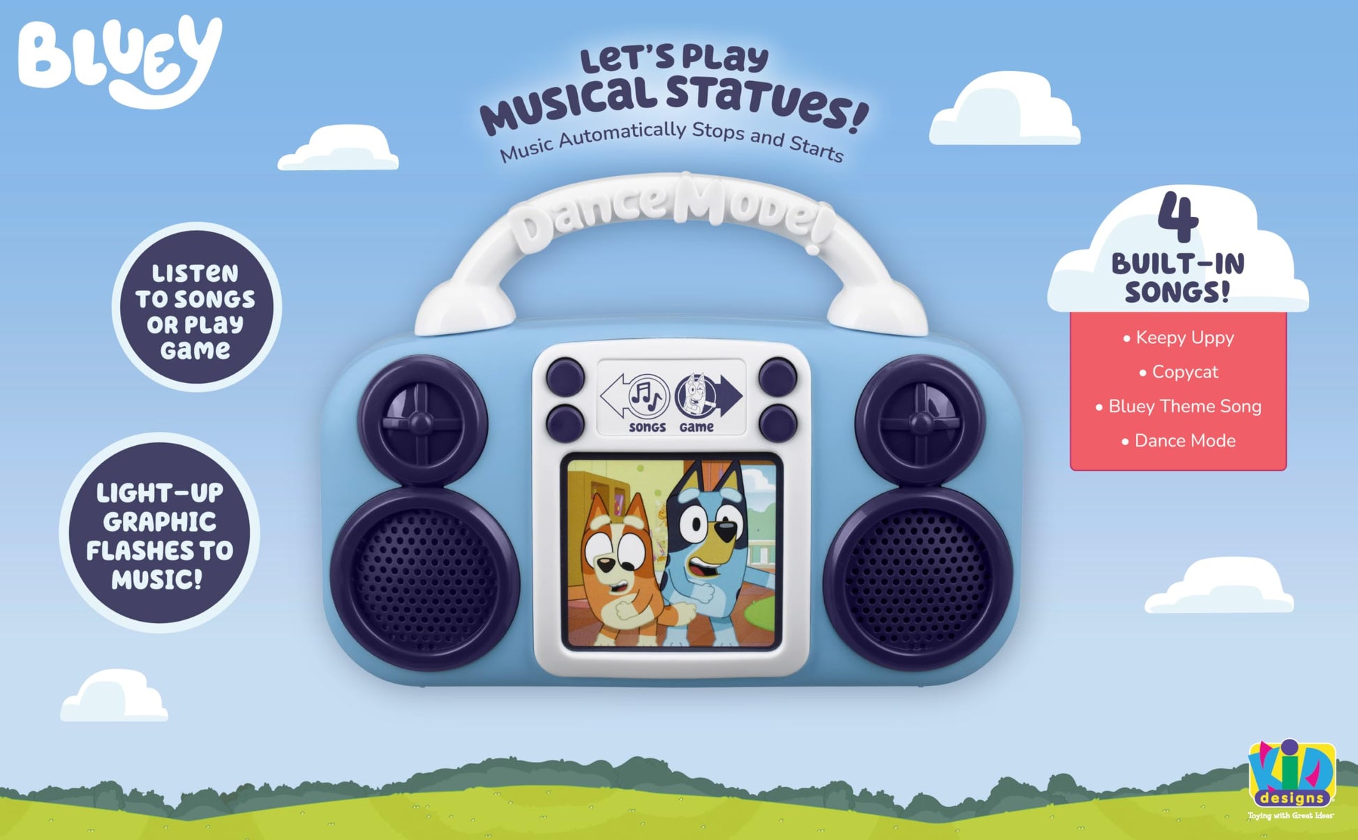 Bluey Toy Music Player, Toddler Toy with Built-in Music and Lights (Bluey)