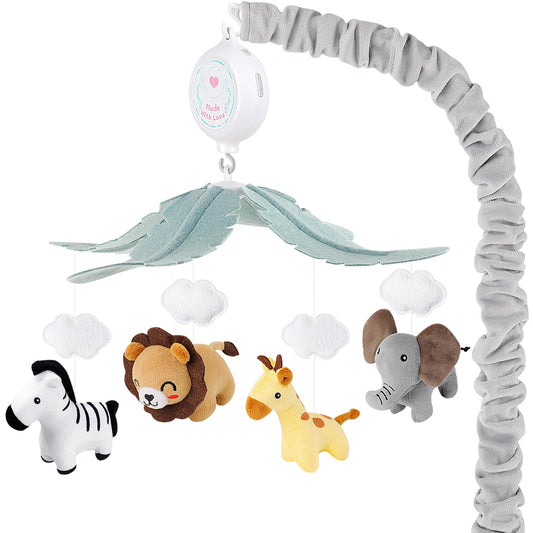 PIIKAGO Animals Crib Mobile for Boys & Girls - Safari Baby Mobile for Crib with Upgraded 3-Mode