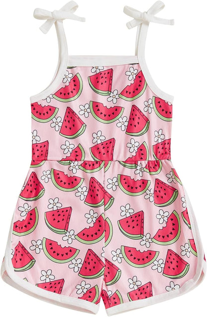 WZTYYDS Toddler Baby Girl Summer Clothes Floral Romper Tie-Up Strap Halter Jumpsuit Infant Summer Sling Playsuit 6M-3T