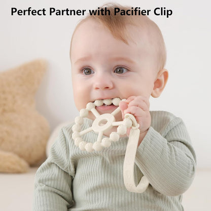 3 Pack Ring Teether Baby Infant Toys, Baby Essentials, Silicone Teething Ring Toys for Babies 0-6 Months, Seposeve Toddler Teethers 6-12 Months 12-24 Months, Infant Teething Relief, Green Blue White