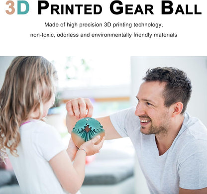 Gear Ball 3D Printed Gear Sphere Fidget Rotating Ball Cube Gadgets, Gear Sphere Ball for Work or Travel Stress Toys Gear Fidget Toys, Stress and Anxiety Relief Gear Toys (Dark red, 8CM/3.15in)