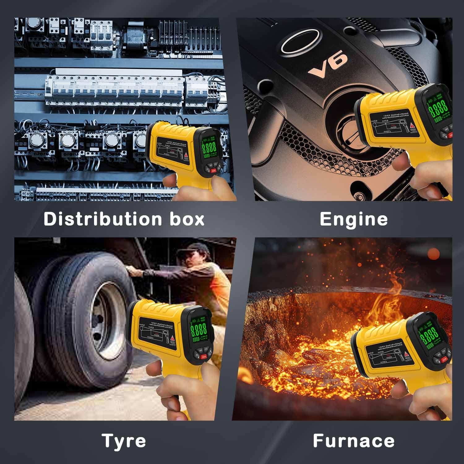 Infrared Thermometer High Temperature Gun -58℉~2732℉, 50:1 Distance Ratio, Digital Laser IR Temp