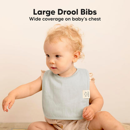 KeaBabies 8-Pack Organic Baby Bibs for Boys, Girls - Super Absorbent Cotton Drool Bibs for Baby Girl & Boy, Teething Toddler, Drooling Newborn, Ultra Soft & Machine Washable (Embrace)