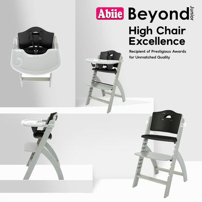 Abiie Beyond Junior Wooden High Chair with Tray - Adjustable and Convertible High Chair for Babies