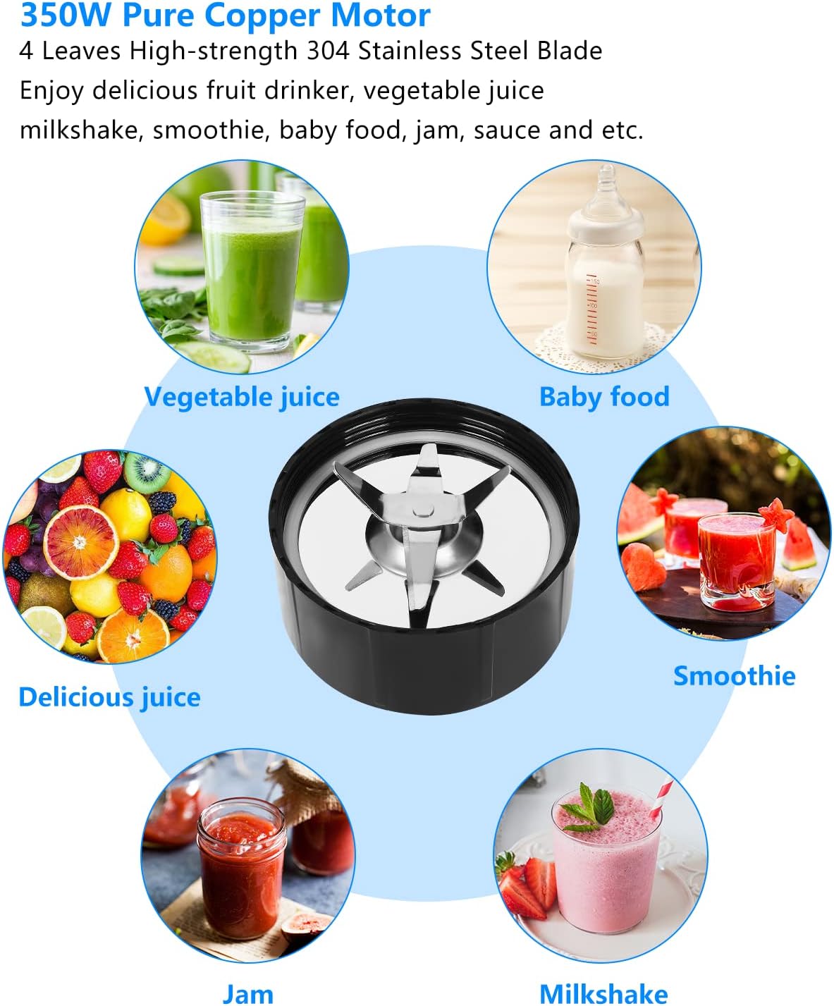 Personal Blender with Button,350W Professional Kitchen Blender for Smoothies and Shakes,Portable