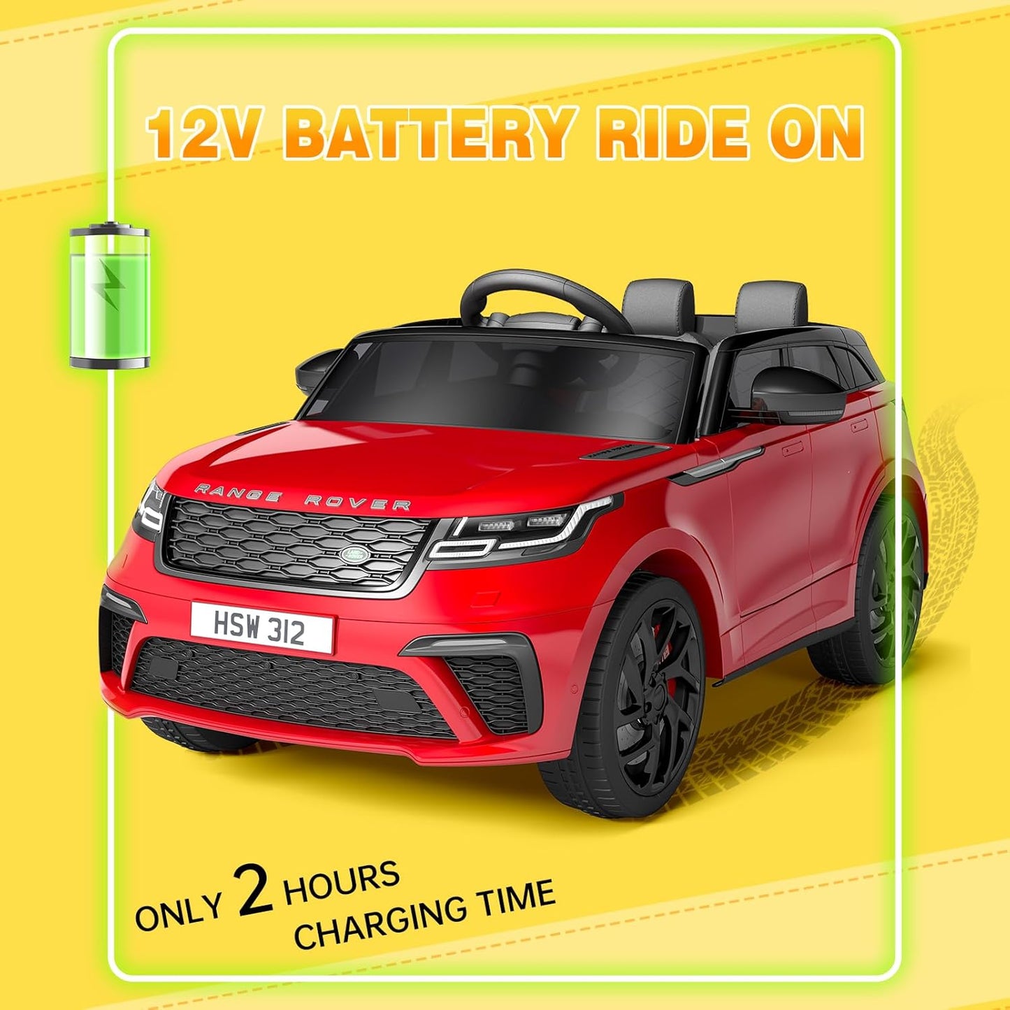 Licensed Land Rover Kids Electric Car, Ride On Toys for 4-8 Year Olds with Mp3 Player, Remote Control, Rocking, Pull Rod (Red)