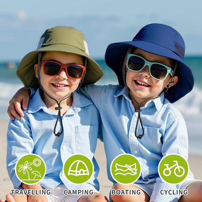 Toddler Baby Sun Hat Kids Summer UPF 50+ for Boys Girls Adjustable Beach Hats with Bucket Wide Brim Age 1-7 Years