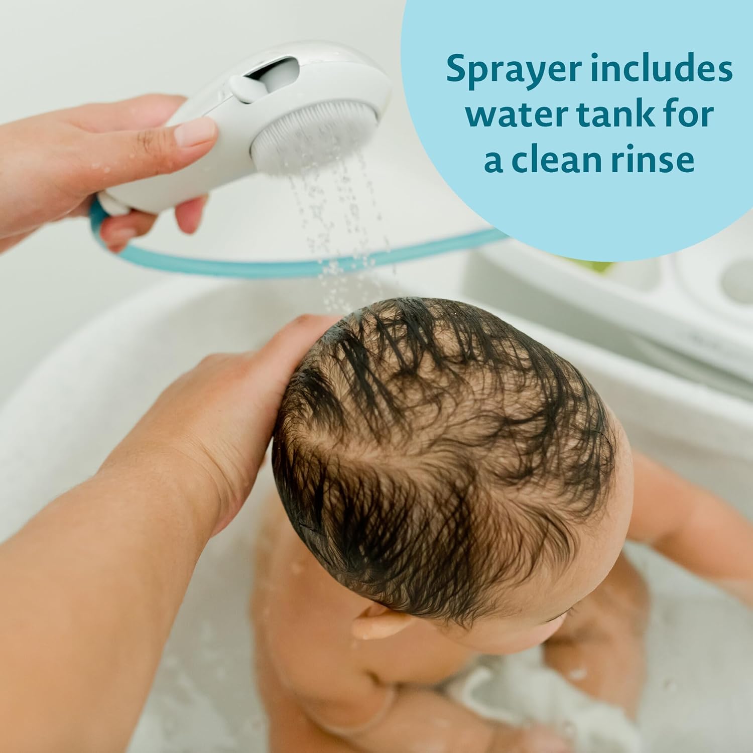 The First Years Rain Shower Baby Bathtub Set - Includes Infant Sling, Soothing Spray Shower Head