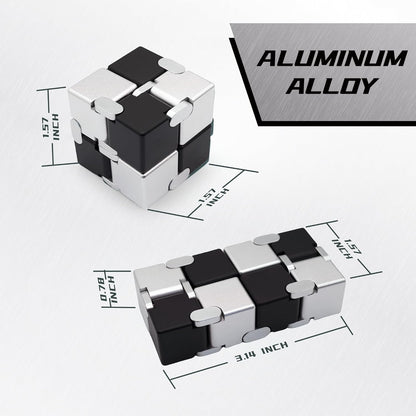 Infinity Cubes with Case, Fidget Infinity Cubes Metal for Kids Boys Girls, Silent Fidget Toys for Office for Adults Anxiety, Fidget Toys for Teens (Black Silver)
