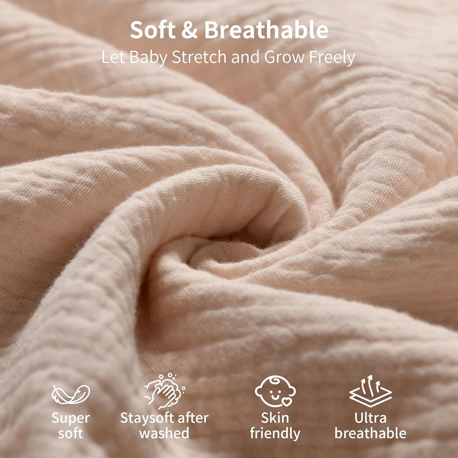 Muslin Swaddle Blankets for Newborn, 2 Pack Breathable Soft Receiving Blanket, Large 41 x 41 inches