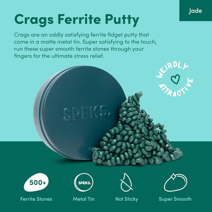 Speks Crags Ferrite Putty, Over 500 Ferrite Stones in a Metal Tin, Seriously Satisfying Fidget Toys for Adults and Desk Toys for Office, Matte Jade, Medium