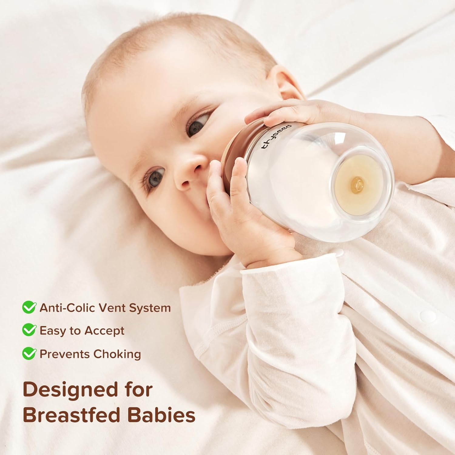 Glass Natural Anti-Colic Baby Bottles | Newborn Breast Like Nursing Bottle for Breastfed Babies