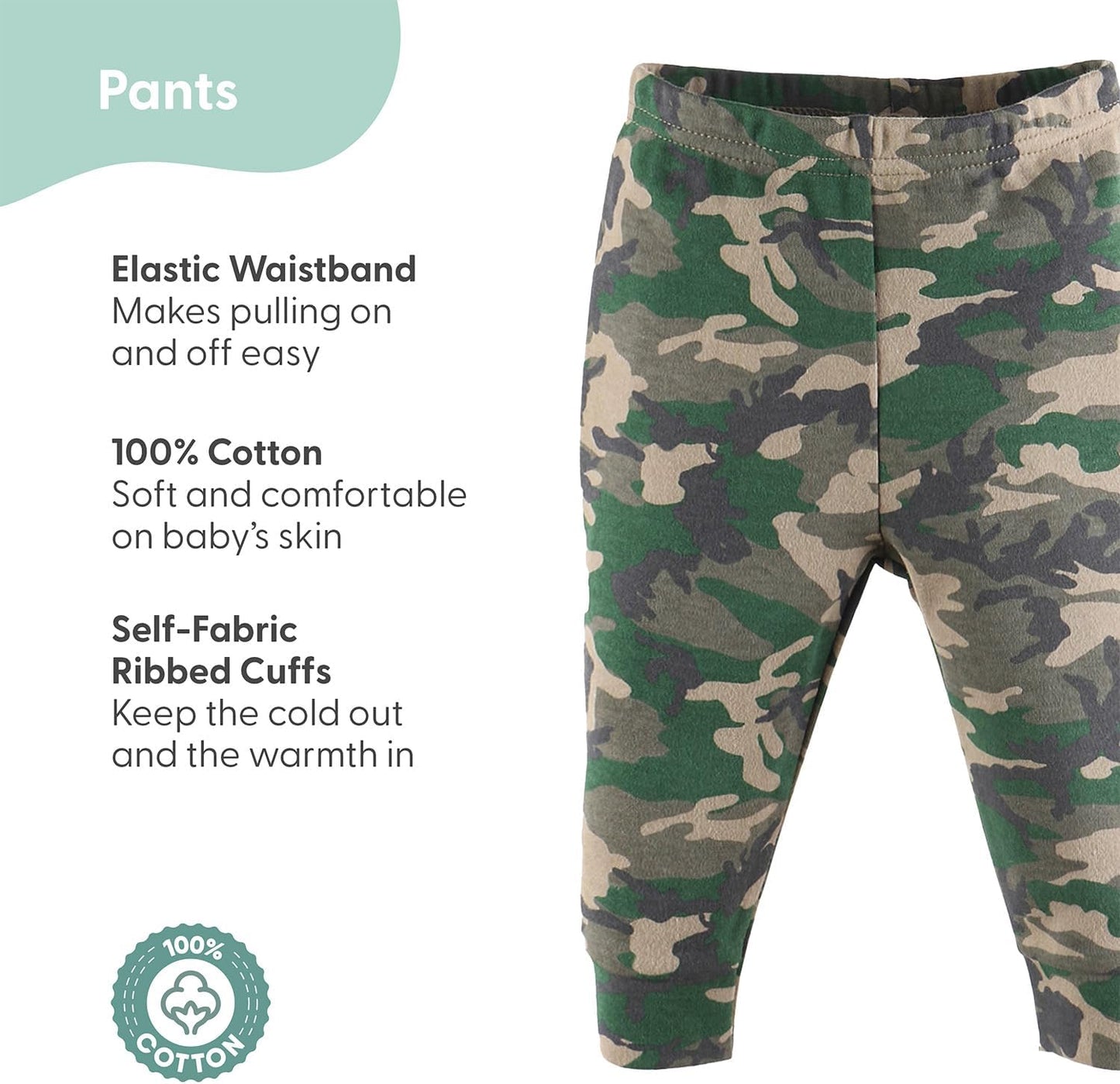 The Peanutshell 5 Pack Baby Boy or Girl Pants Set - 100% Cotton Toddler Pants, 0-24 Months for Toddlers & Babies - Dinosaur