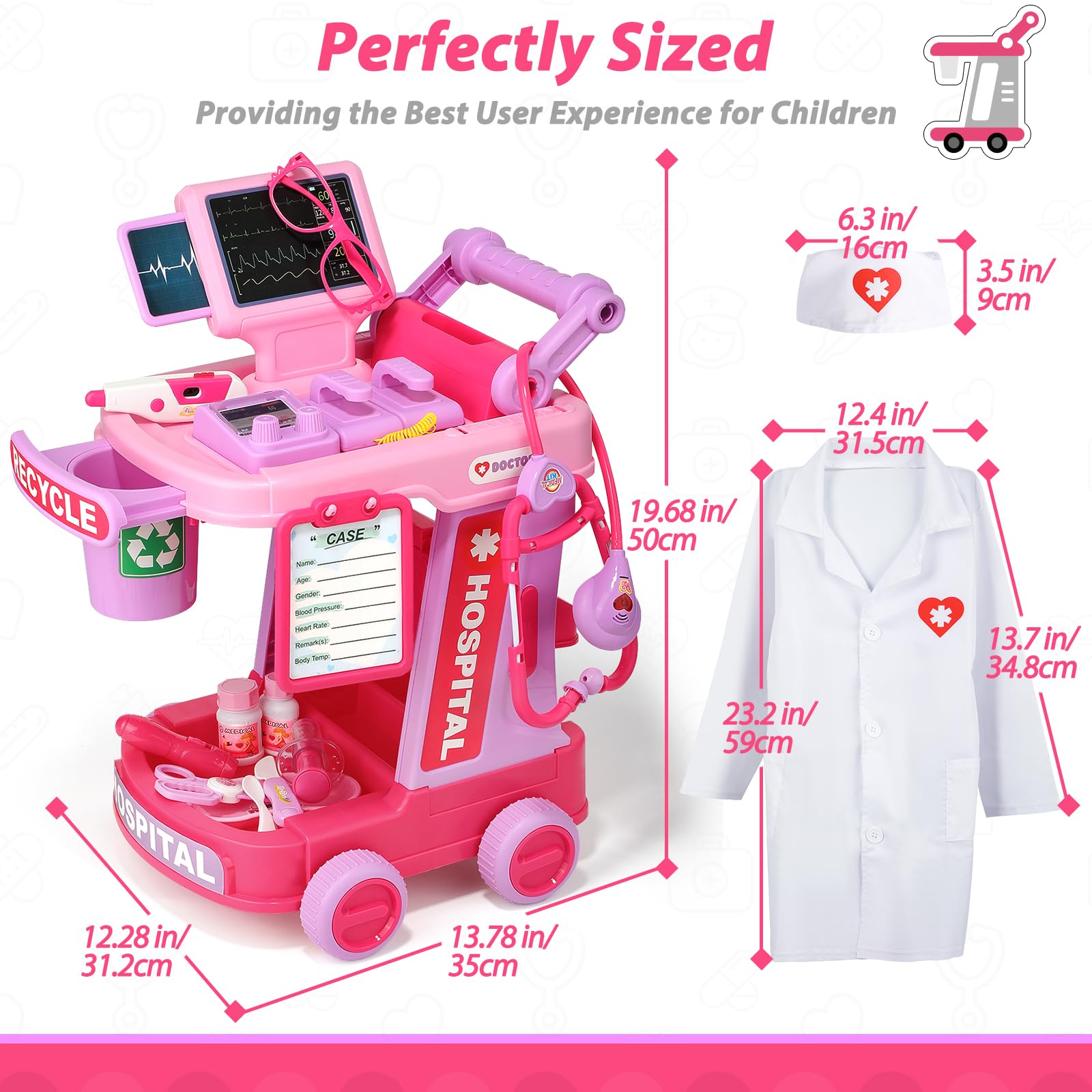 Liberry Toddlers Doctor Kit Toy for Girls Boys Ages 2 3 4 5, Pink