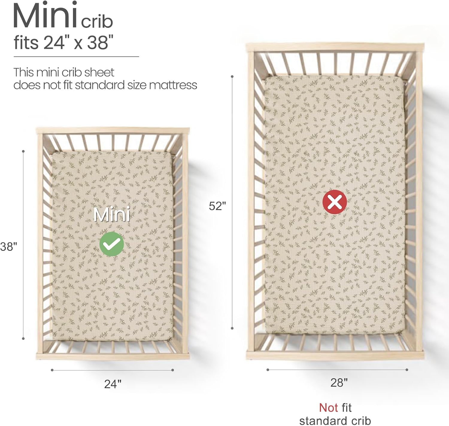 lulumoon Mini Crib Sheets Muslin: Soft Cotton Fitted Mini Crib Mattress Sheets for Boys and Girls