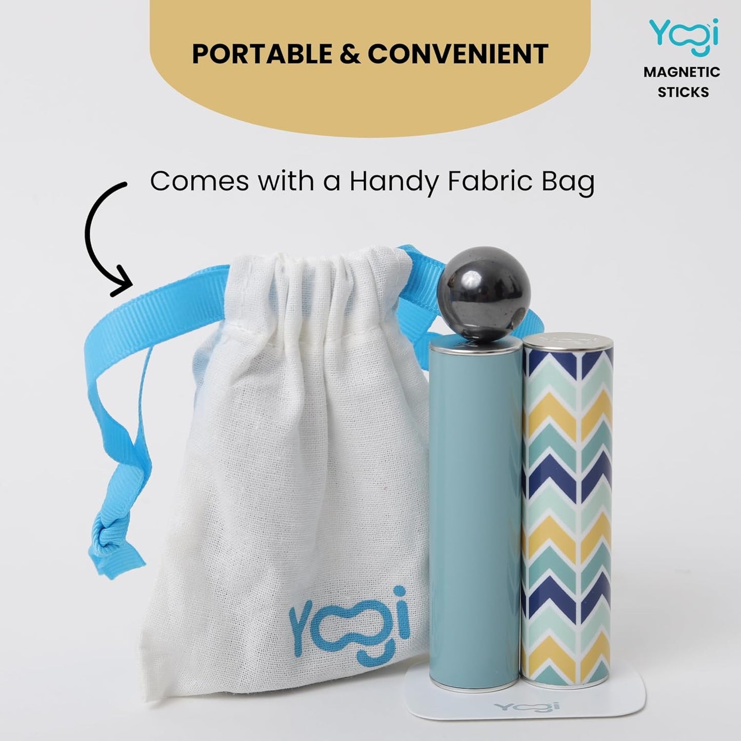 Yogi Magnetic Sticks - Premium Fidget Toys for Adults - Extremely Fun & Engaging, Uniquely Designed Magnetic Fidget Toy with Magnet Sticks and Ball, Ideal Desk Toy for Focus&Relaxation (Aqua Chevron)