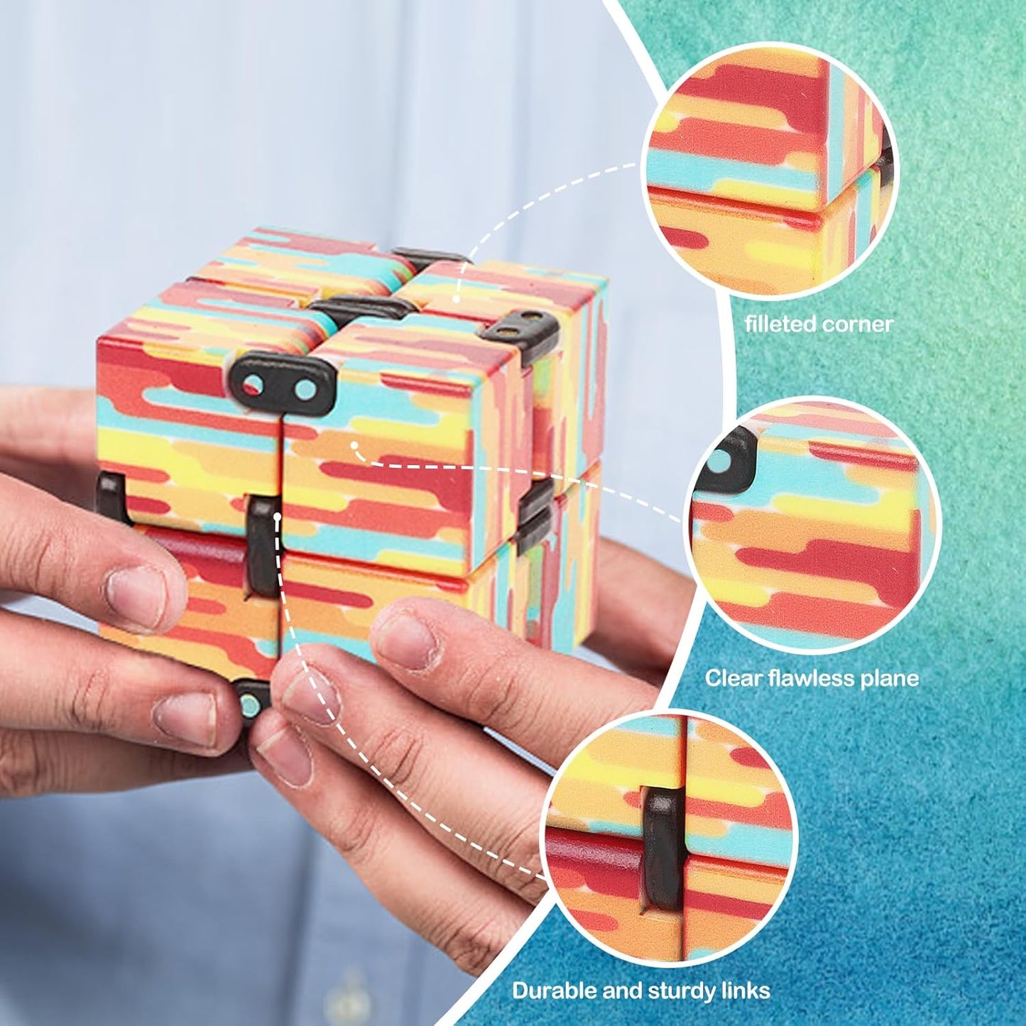 Fidget Infinity Cool Cube Toys: Hand Held Magic Cube Cool Stuff Gadgets Things Unique Birthday Gifts Boys Girls Kids Adults Anxiety Stress Relief Sensory Toy Finger Christmas Stocking Stuff Gifts Toys
