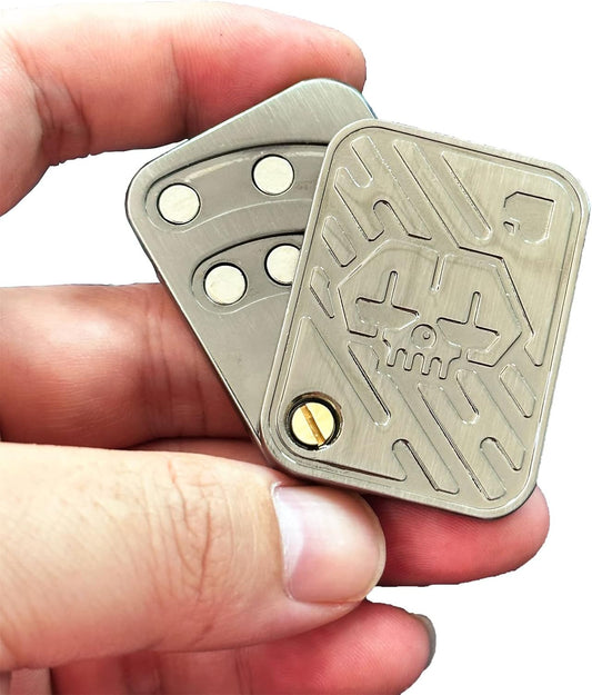 Metal Poker Fidget Slider EDC Adult Fidget Toys ADHD Tool Anxiety Stress Relief Toys Office Desk Toys Gifts for Boyfriend and Father (Silver Skull)