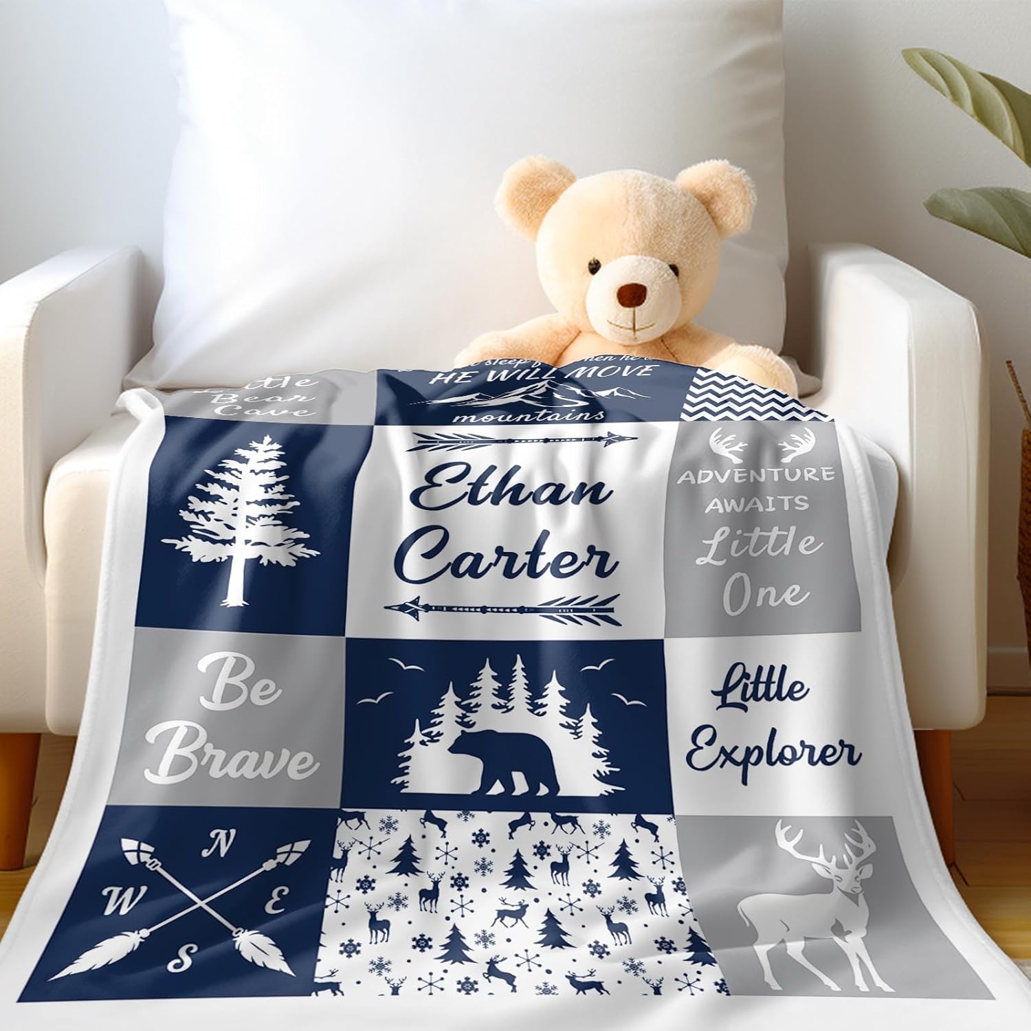 Ship Next Day, Personalized Baby Blankets - Printed in USA, Custom Name Blanket, Baby Blanket with