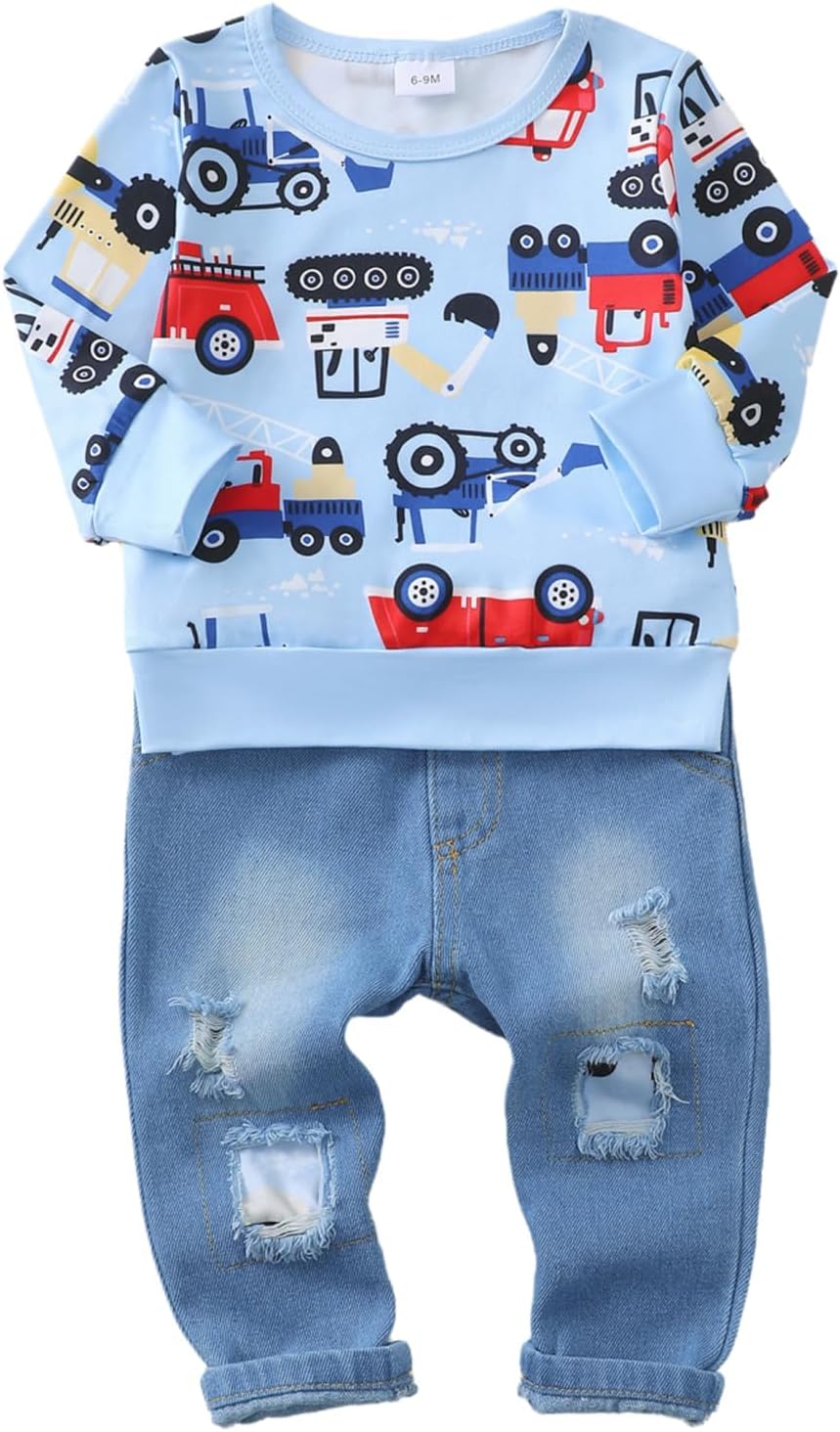 Toddler Baby Boy Outfits Fall Winter Clothes Color Block Long Sleeve Sweatshirt Tops + Jogger Pants Set 2PCS