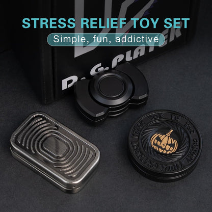 Fidget Toys Adults Pack, Metal Fidget Slider, Spinner and Haptic Coin, Decompression Metal EDC Cool Figette Toys for Adults Anxiety Relieve Stress, Greater Focus