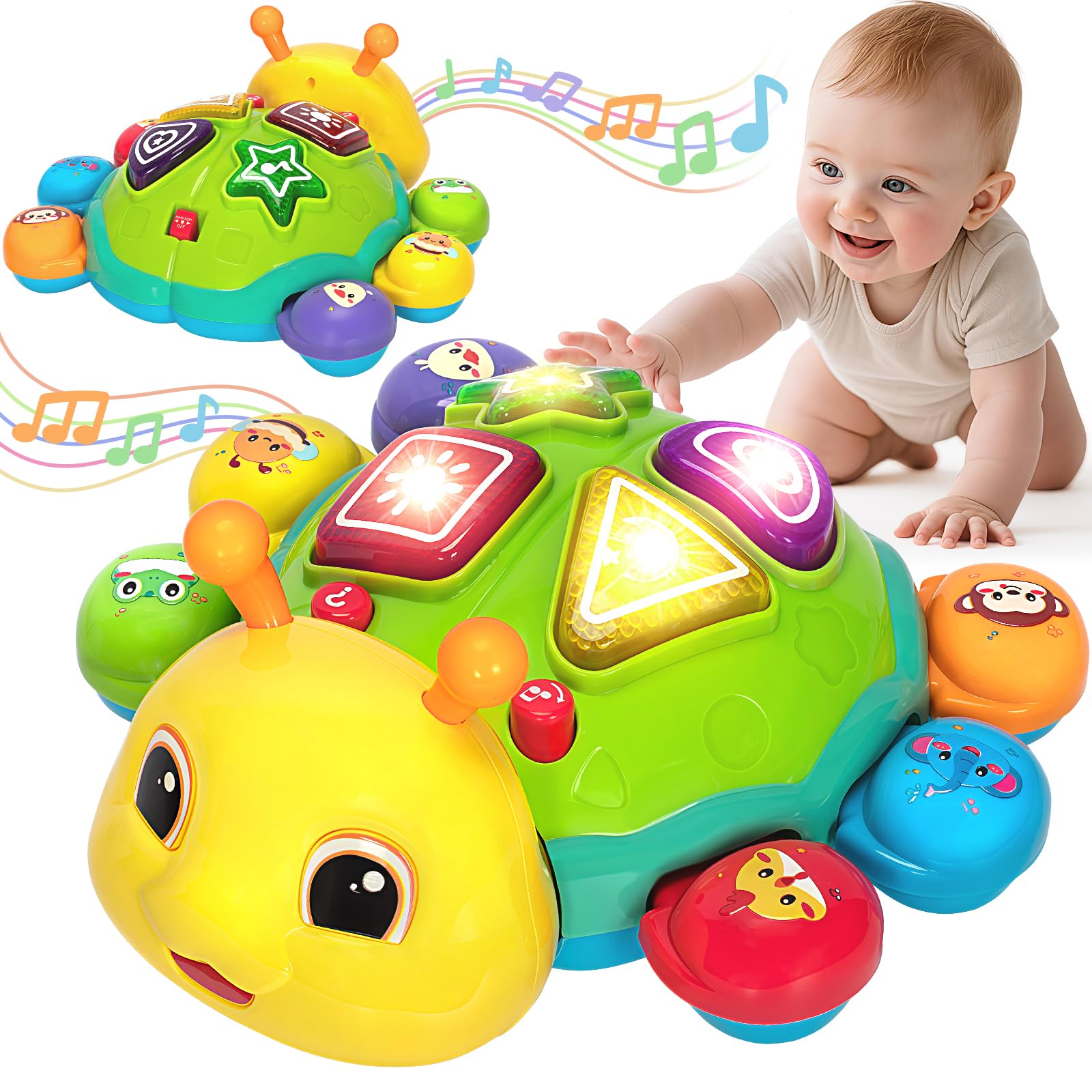 Baby Toys 6-12 Months, Musical Crawling Infant Toys with Lights Sounds
