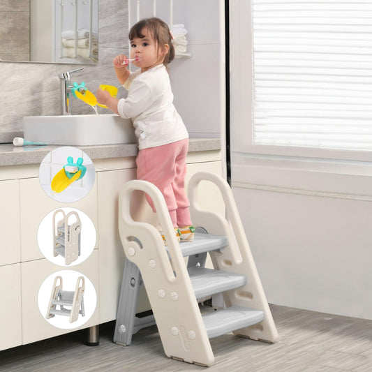 Onasti Foldable Step Stool for Bathroom Sink, Adjustable 3 Step Stool for Kids Toilet Potty