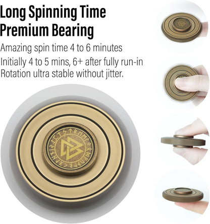 Freelove Viking Pirate & Gossip Design Fidgets Spinners, Copper Metal Spinner Fidget Toy Prime for Adults, Premium Bearing for 4~6 Mins, Autism Sensory ADHD Anxiety Stress Reduce Figet Spiner, Brass
