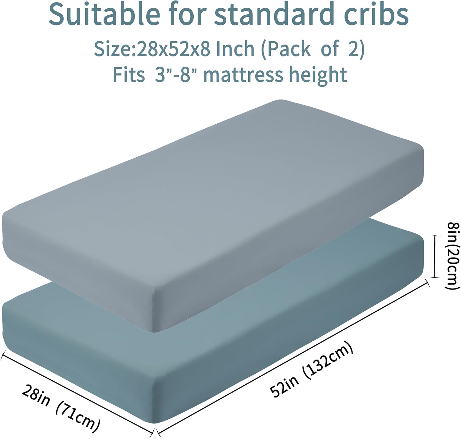 Baby Crib Sheets for Boys Girls, 2 Pack Fitted Crib Sheet for Standard Crib and Toddler Mattress