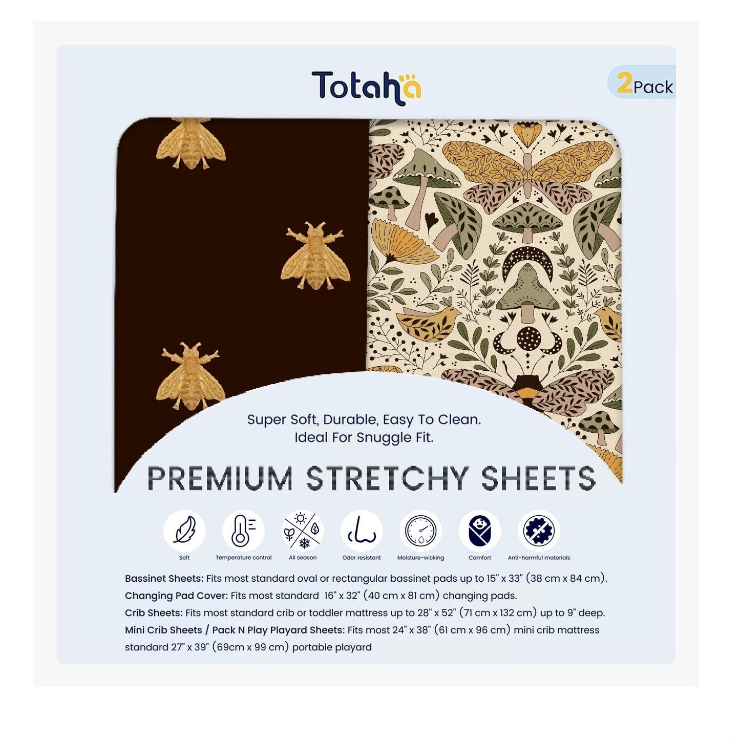 TotAha Premium Stretchy Changing Pad Cover, Buttery Soft Diaper Changing Pad Covers for Girls Boys, Super Stretchy Jersey Knit Changing Table Covers, 2 Pack