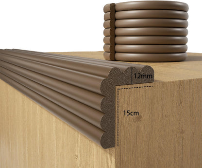 Baby Proofing Wall Corner Protector,Edge Guard Corner Protector,6.56ft Thinken Soft Corner Protectors Pre-Taped Soft Rubber Foam Edge Cushion for Furniture (Brown-L, 6.56Ft x 5.9" W x 0.47" Th)