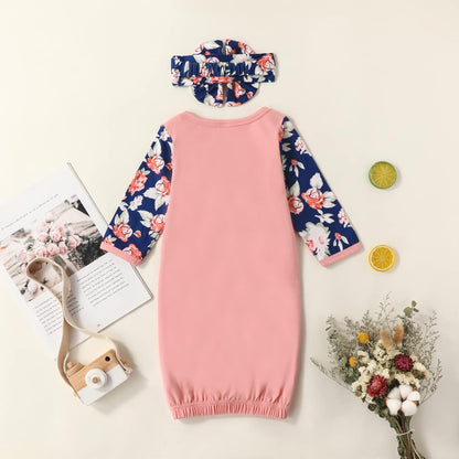 AMAWMW Newborn Baby Girl Little Sister Sleeper Gown Stripe Long Sleeve Nightgown Pajamas Gifts Stuff Essential Outfit