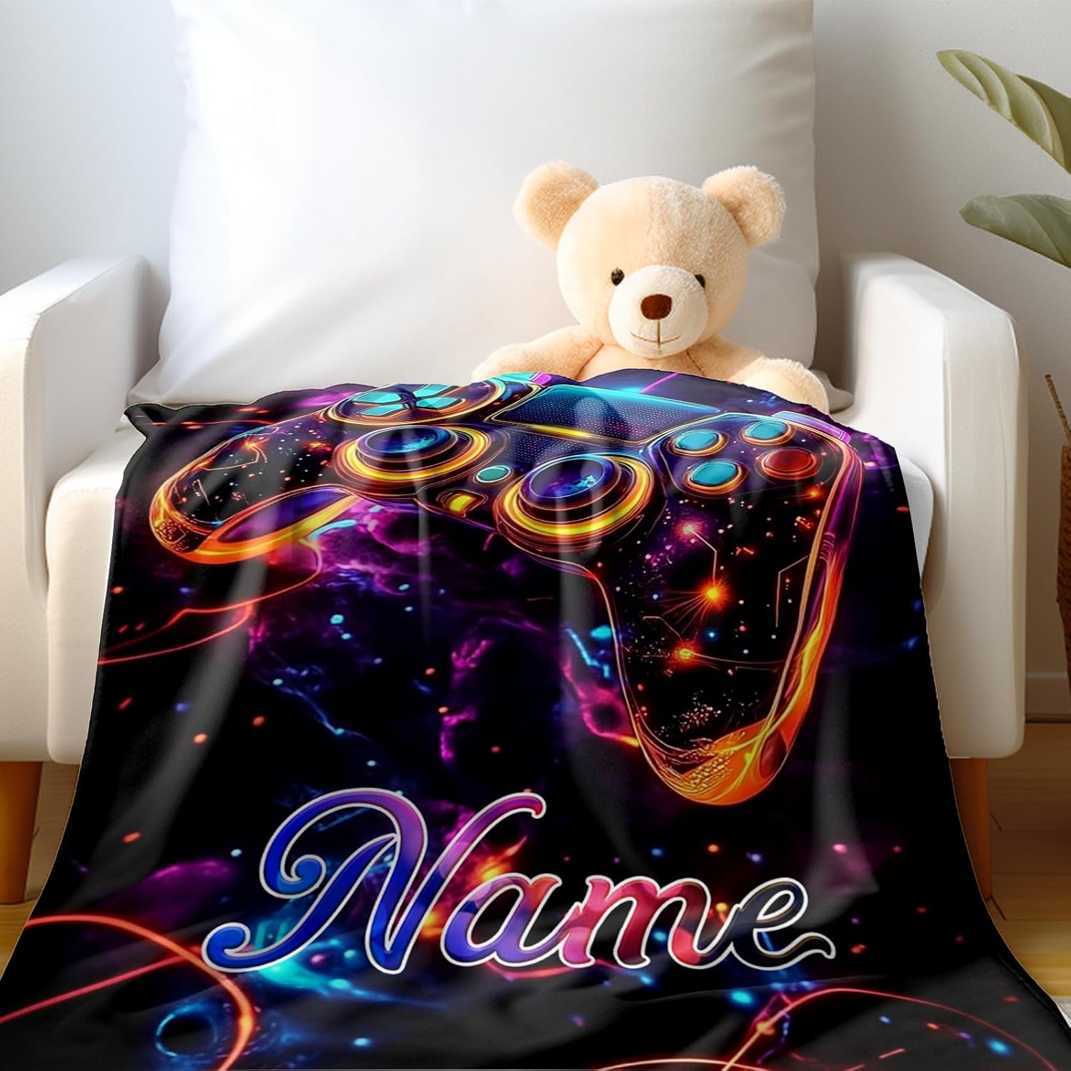 Ship Next Day, Custom Gaming Blanket - Printed in USA, Personalized Game Themed Blanket, Custom
