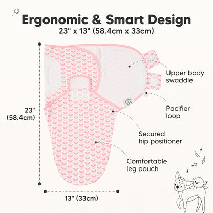 3-Pack Organic Baby Swaddle Sleep Sacks - Swaddles for Newborns, Infant 3-6 Months, Baby Girls