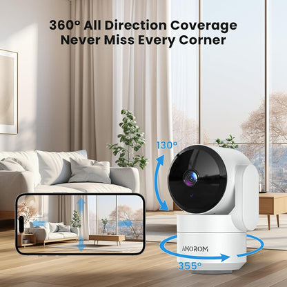 Pet Camera 360° Home Security Cameras with 2-Way Audio,Night Vision,Motion Detection,Dog Camera with Phone app,Pan/Tilt,Cloud & SD Card Storage,Compatible with Alexa/Google Home,2.4GHz WiFi,4 Pack