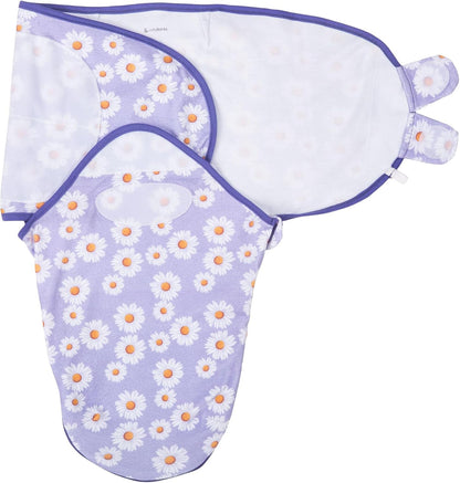 LollyBanks Baby Swaddles 100% Organic Cotton, 0-3 Months Baby Girl Swaddles with Easy Change Zipper, Swaddle Sack for Newborn Girls (Daisy Print)