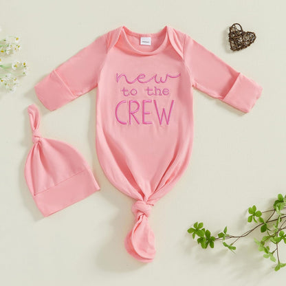 Newborn Boy Girl Coming Home Outfit Baby Infant Sleeper Gown Nightgown Outfits Cute Fall Winter Pajamas and Hat
