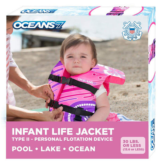 Oceans 7 US Coast Guard Approved, Infant-Child-Youth Life Jacket Vest – Sizes for 8-90 Lbs. – Type