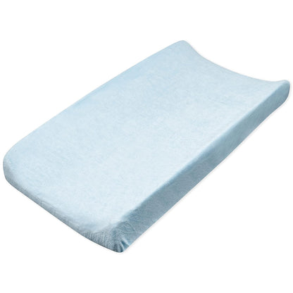 HonestBaby 2-Piece Organic Cotton Printed & Terry Changing Pad Cover Set, Rainbow Stripe Blues, One Size (D2BDR)