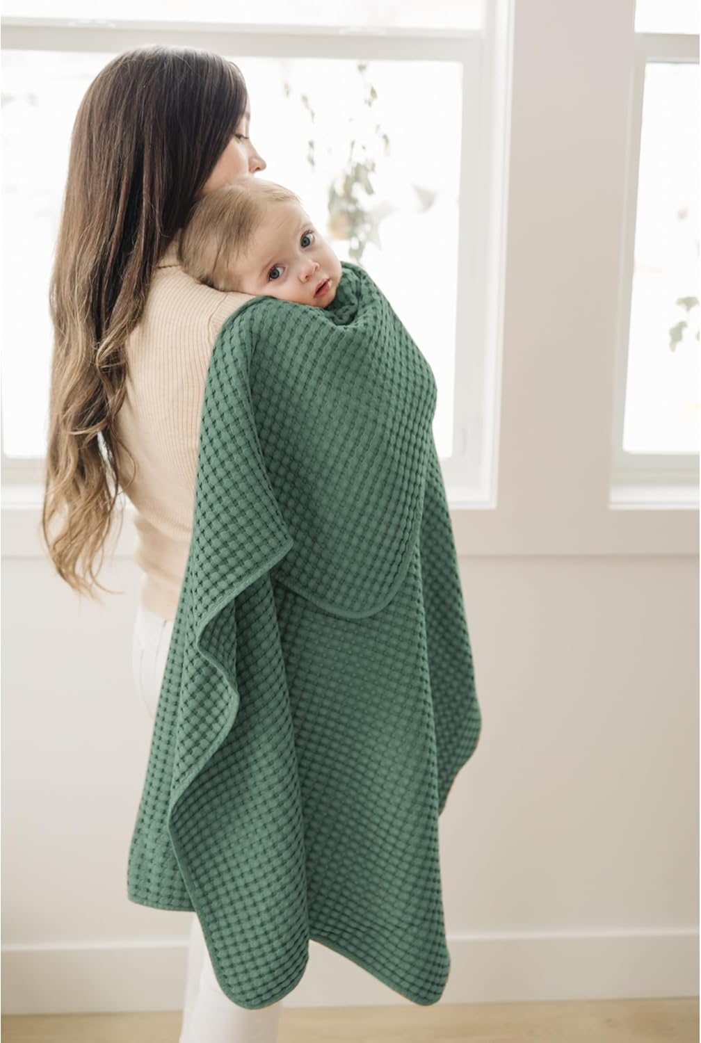 Konssy Waffle Baby Blanket - Soft & Cozy Nursery Swaddle Blanket, Lightweight Toddler Throw for