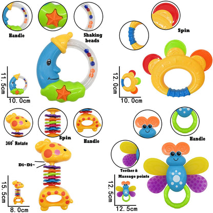 AIVIAI Baby Toys 0-6 Months Infant Toys 0-3 Months Infant Rattles Baby Rattle Teether Toy Set with