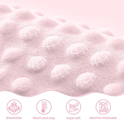 Daisy Minky Baby Blanket 30 x 40 Inches for Girls, Soft Plush Receiving Blanket with Dotted Back